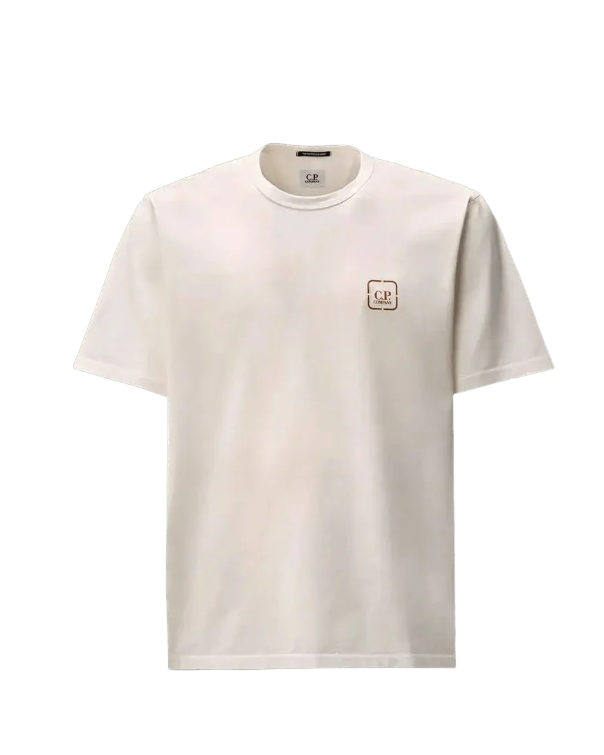C.P. COMPANY : Metropolis Series Mercerized Jersey Short Sleeve Badge T-Shirt blanc