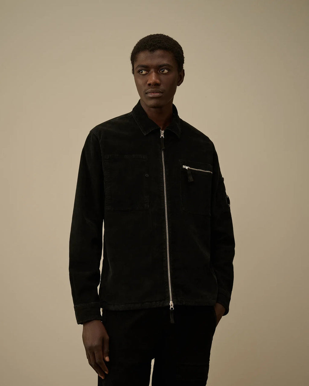 C.P. COMPANY - Surchemise Corduroy Lens Zipped Total Eclipse