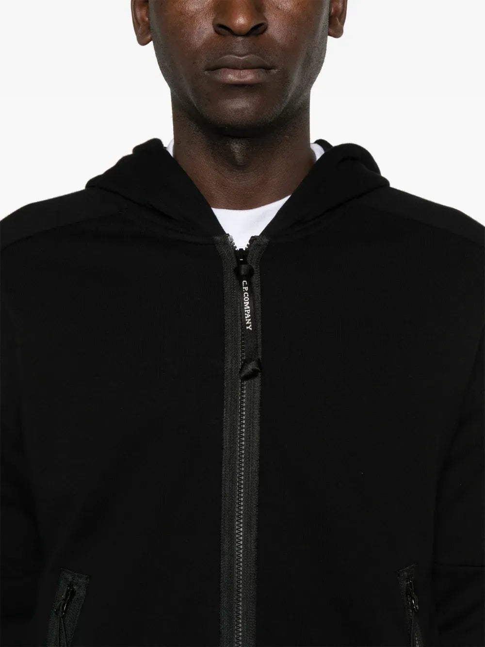 C.P. COMPANY - Sweat-shirt zippé à capuche en coton brossé blue eclipse