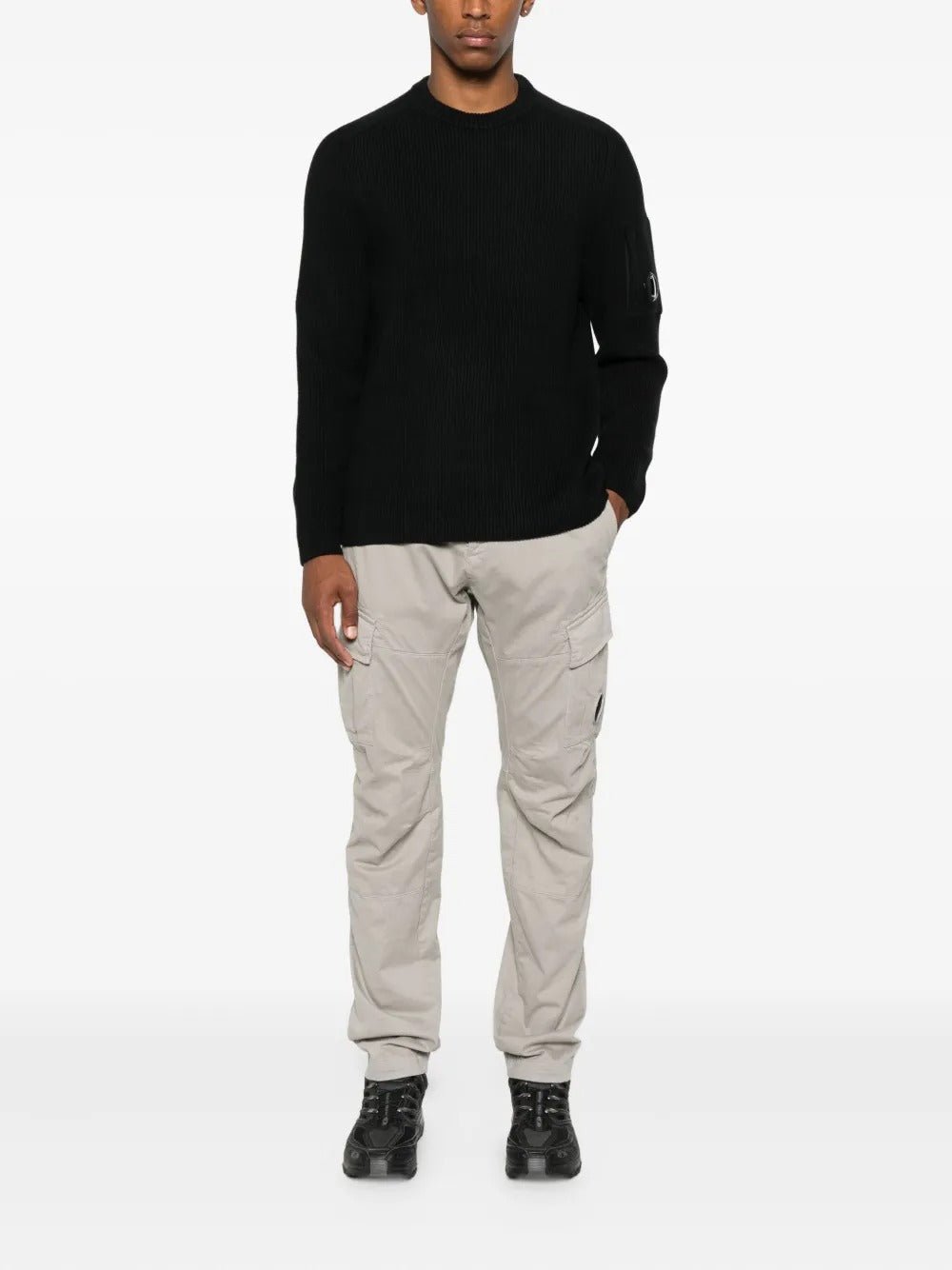 C.P. COMPANY - Sweater Full Rib Crewneck Lens Noir
