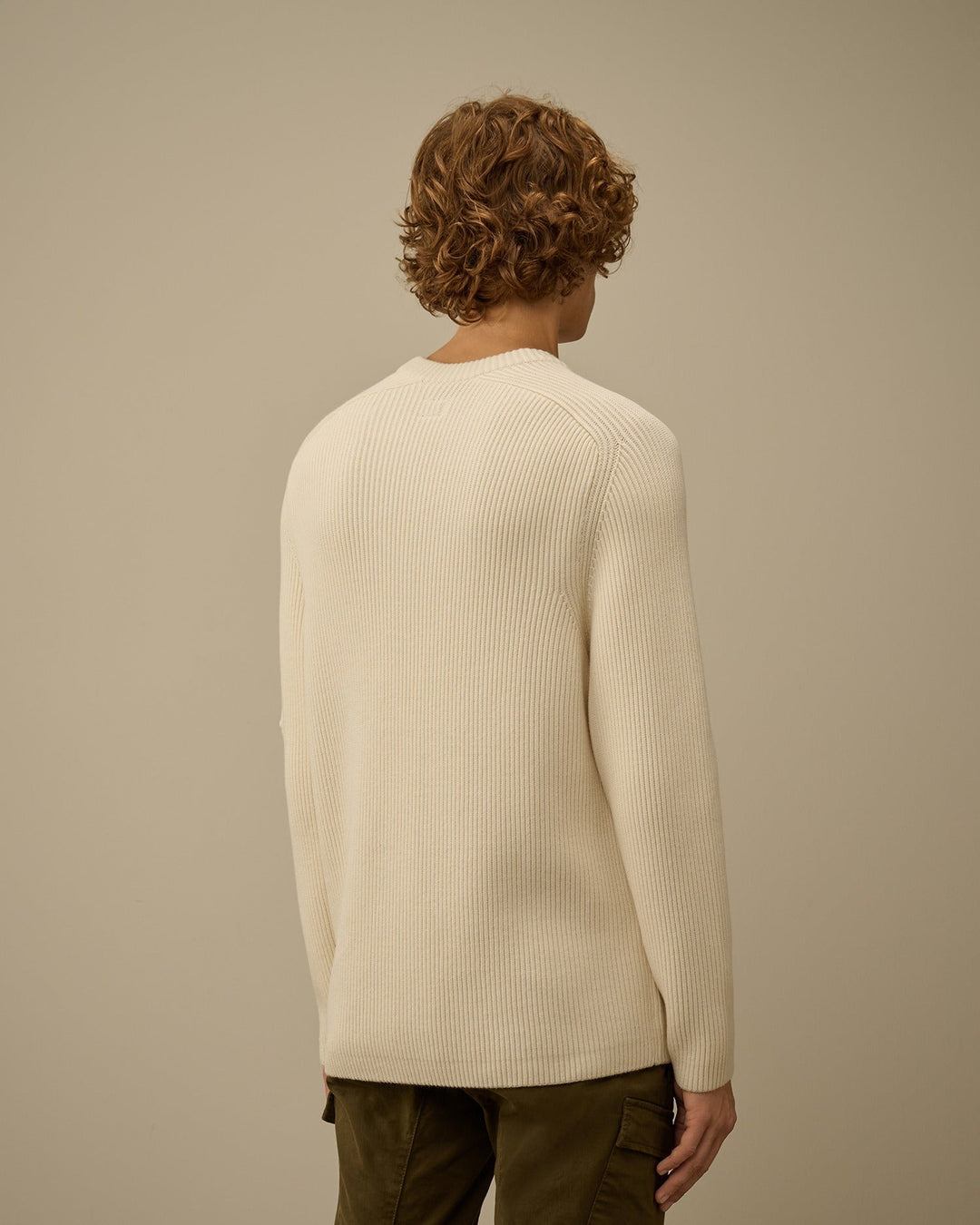 C.P. COMPANY - Sweater col rond Nervuré Beige