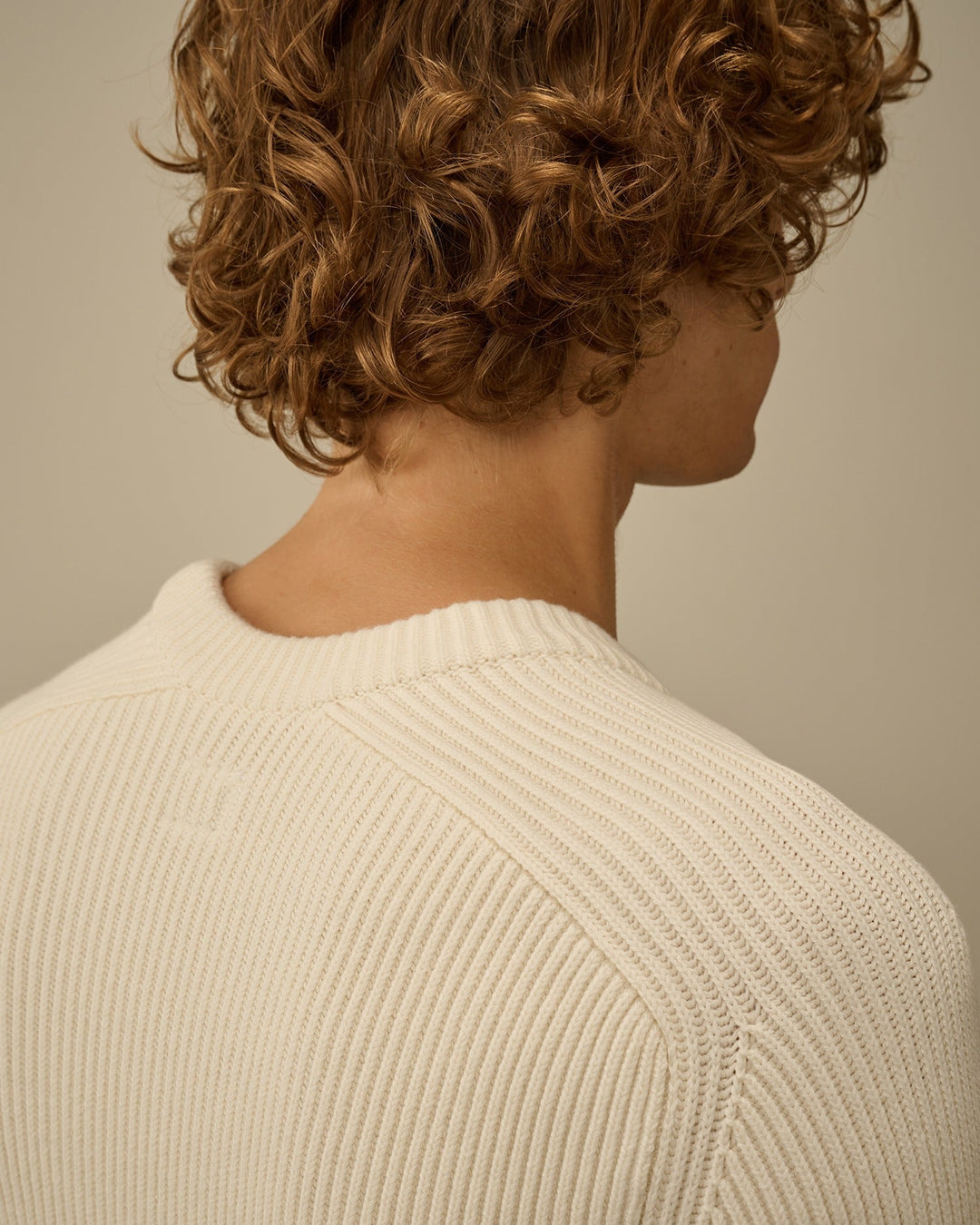 C.P. COMPANY - Sweater col rond Nervuré Beige