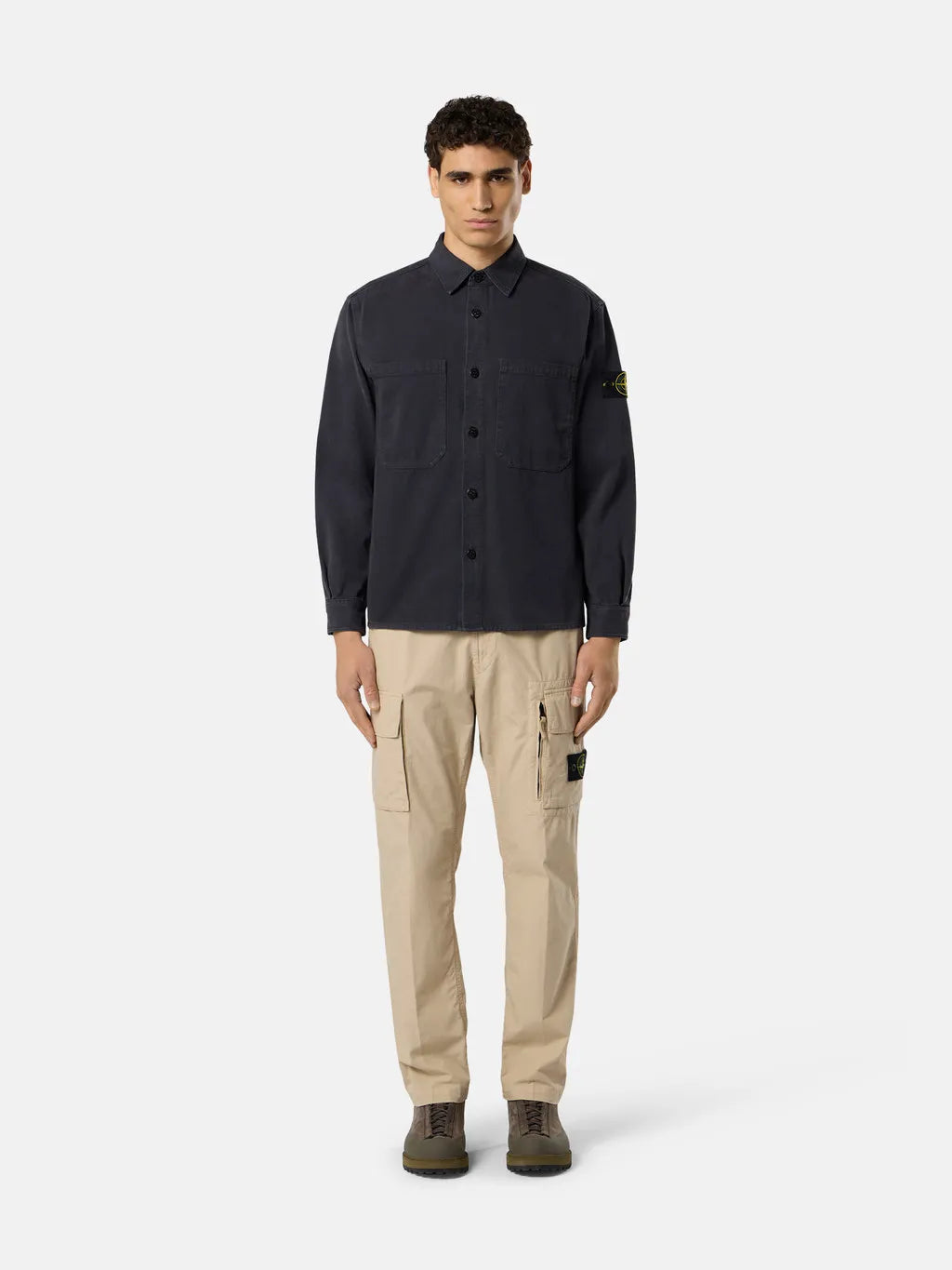 STONE ISLAND - Surchemise coupe confort à poches poitrine noir