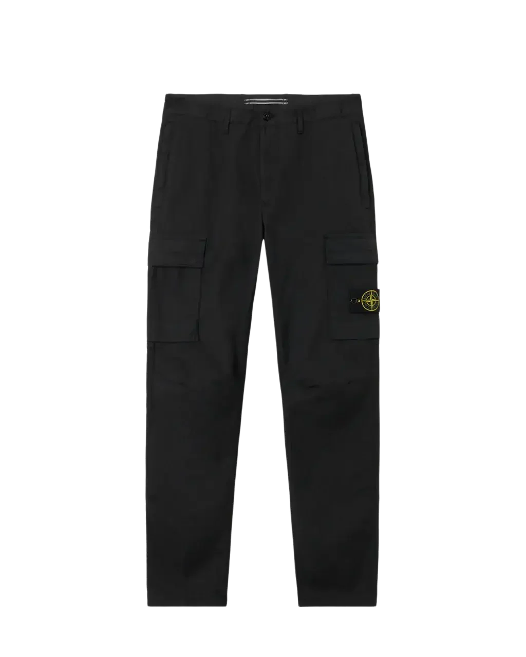STONE ISLAND - Pantalon cargo coupe fuselée regular à poches zippées noir