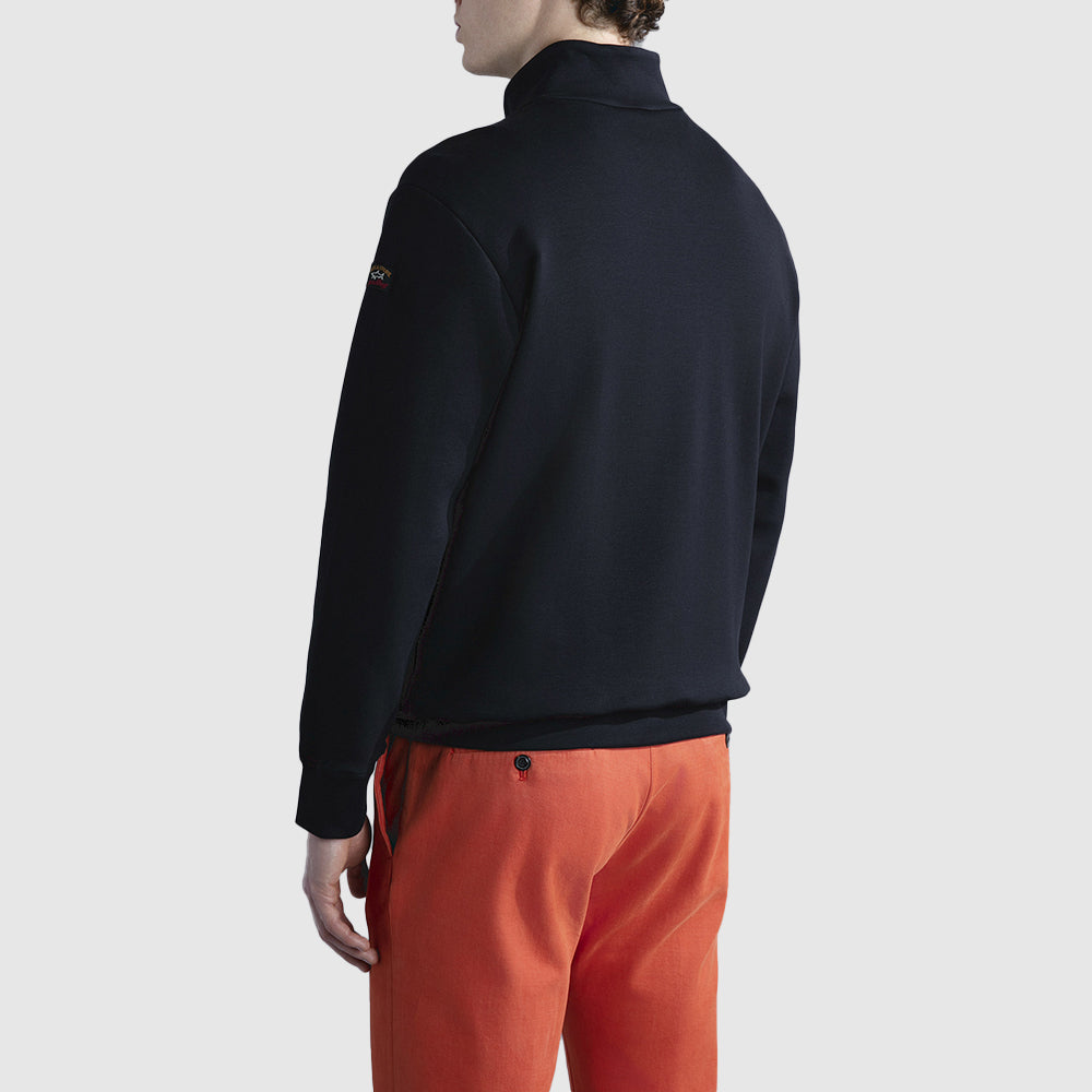 SWEAT-SHIRT EN COTON À GLISSIÈRE AVEC DÉTAILS CONTRASTANTS