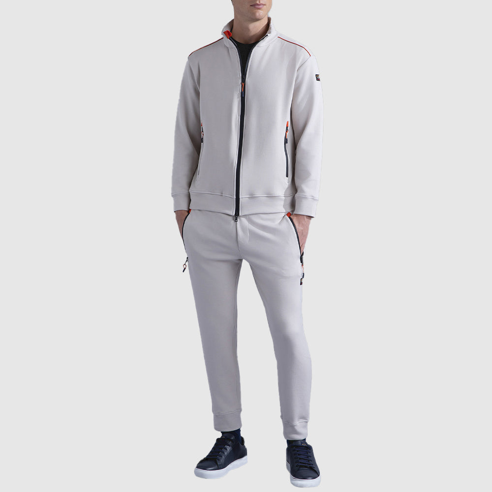 SWEAT-SHIRT EN COTON À GLISSIÈRE AVEC DÉTAILS CONTRASTANTS