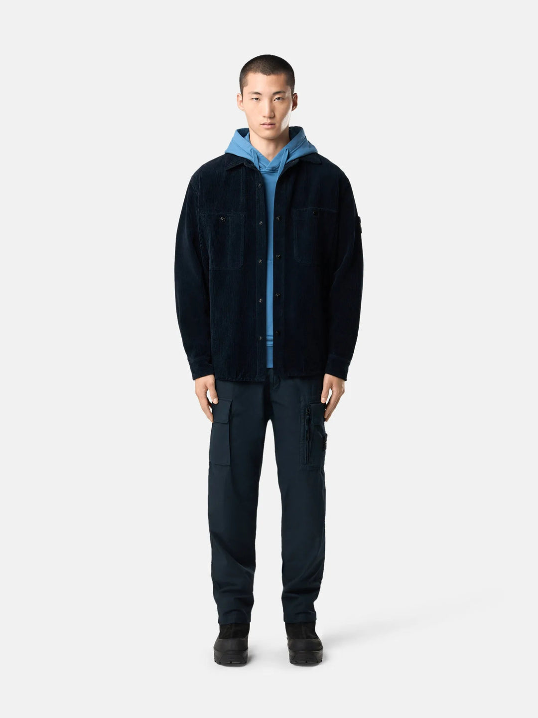 STONE ISLAND - 1200012 Surchemise Organic Cotton Corduroy Bleu marine
