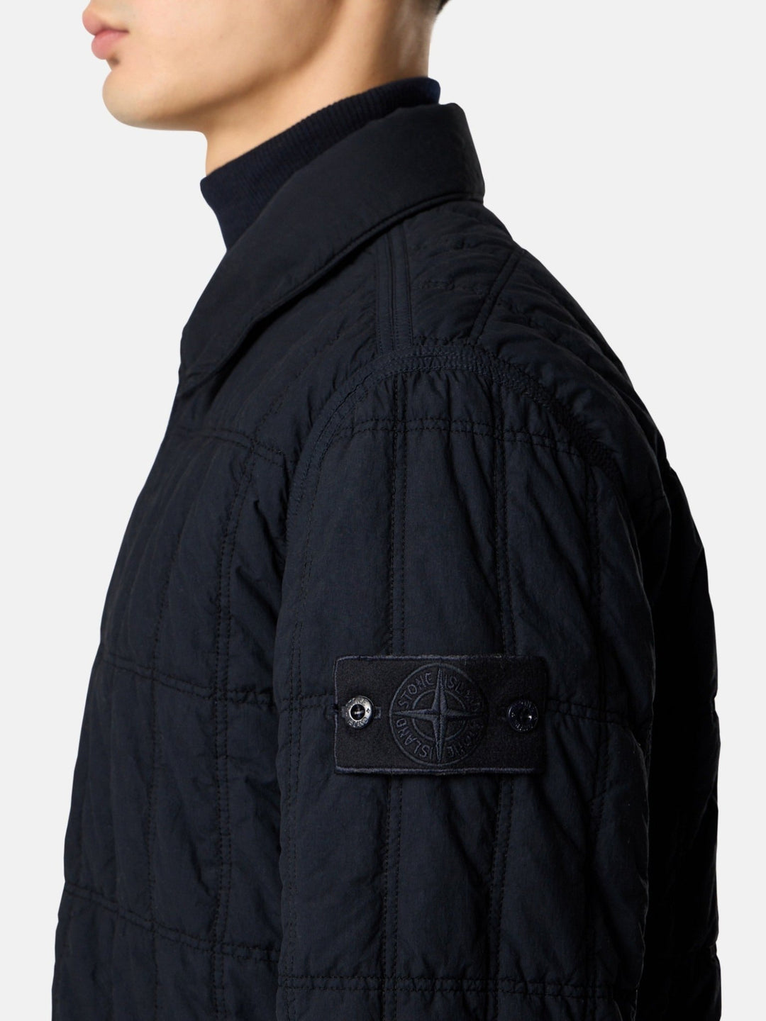 STONE ISLAND - Blouson Smerigliato Bleu Foncé