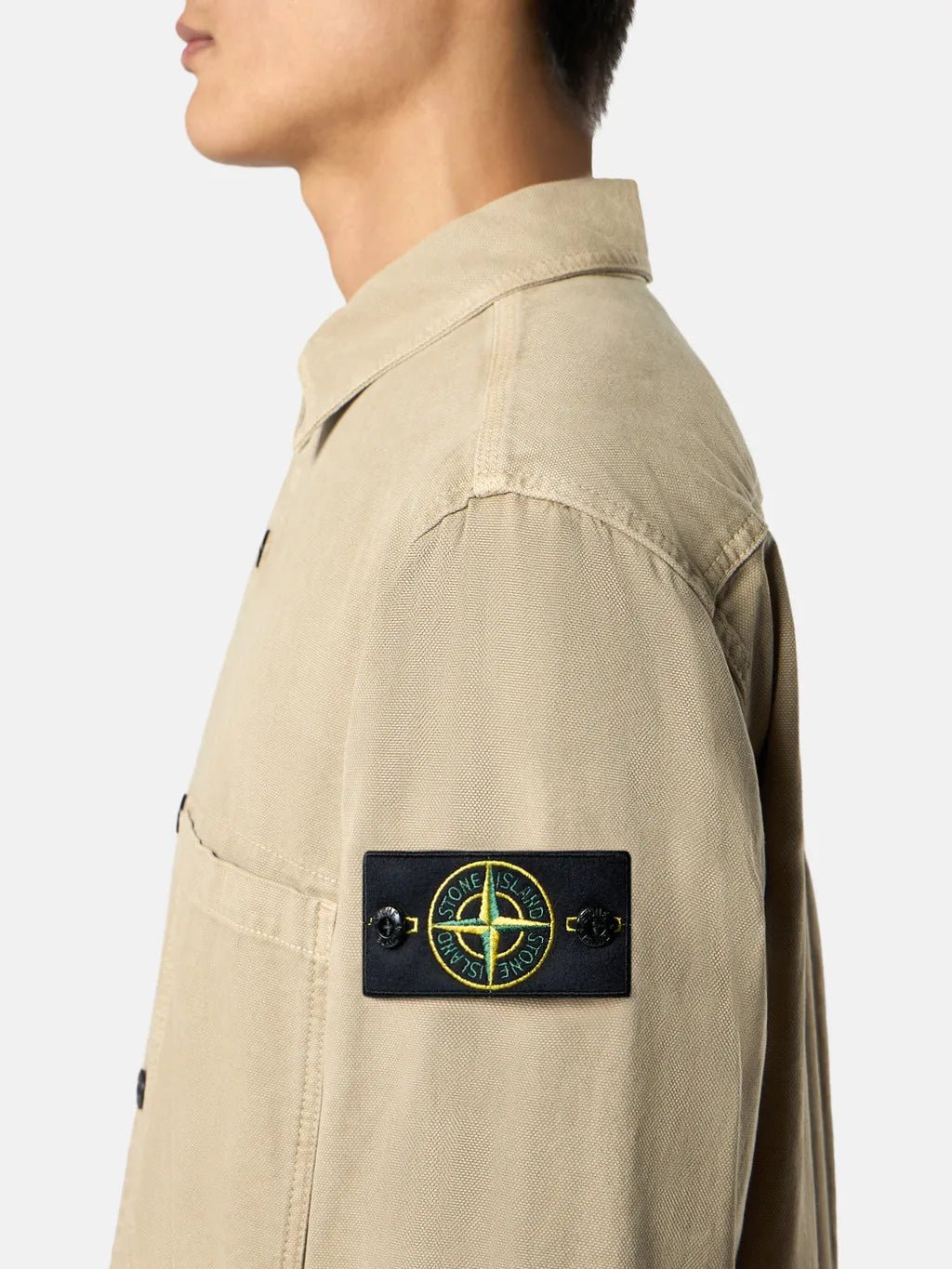 STONE ISLAND - Chemises - 1200025 ORGANIC PANAMA COTTON 'OLD' EFFECT beige