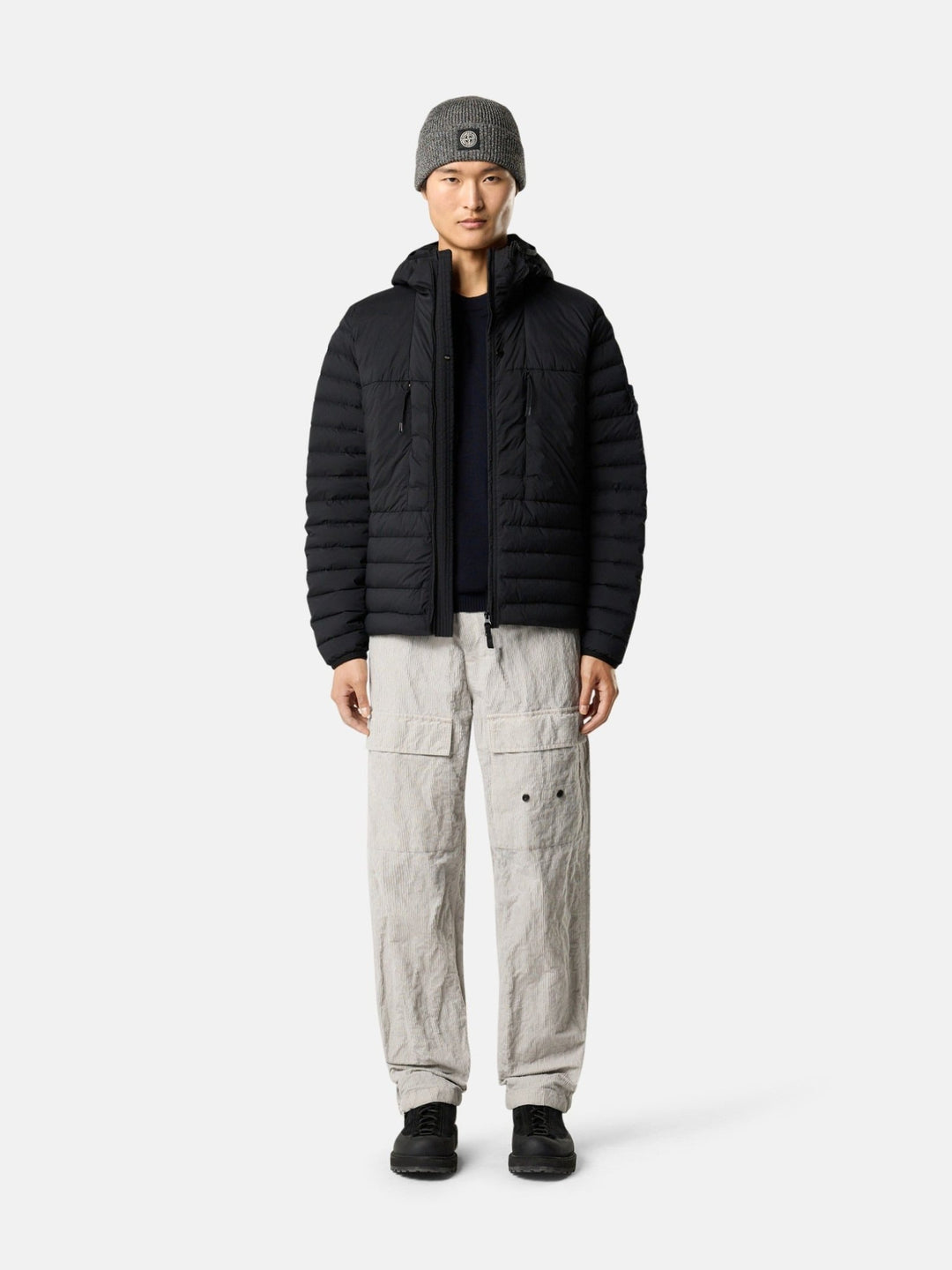 STONE ISLAND - Doudoune à capuche en matière déperlante 4100020 Noir