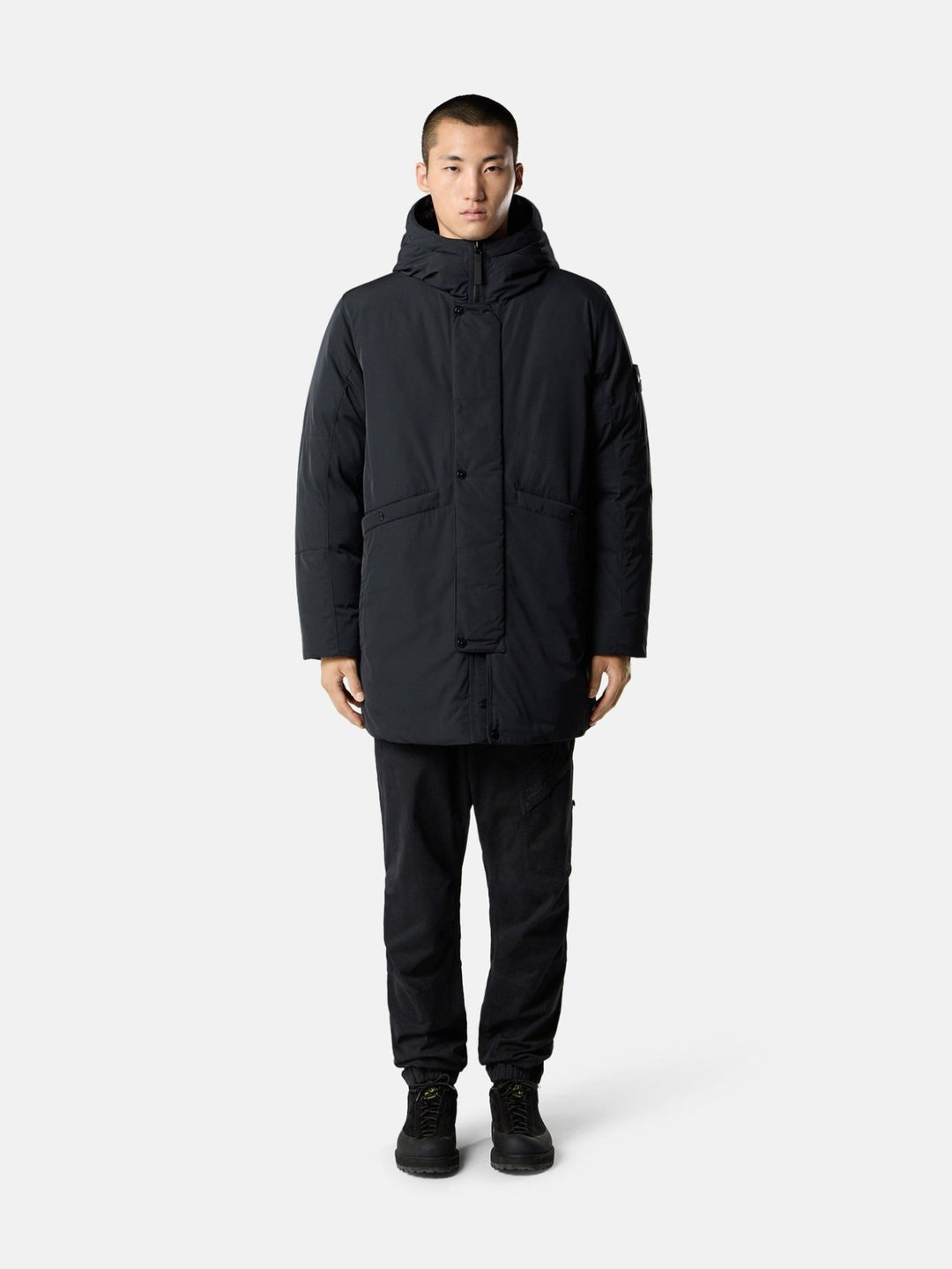 STONE ISLAND - Parka en duvet à capuche Micro Twill Noir