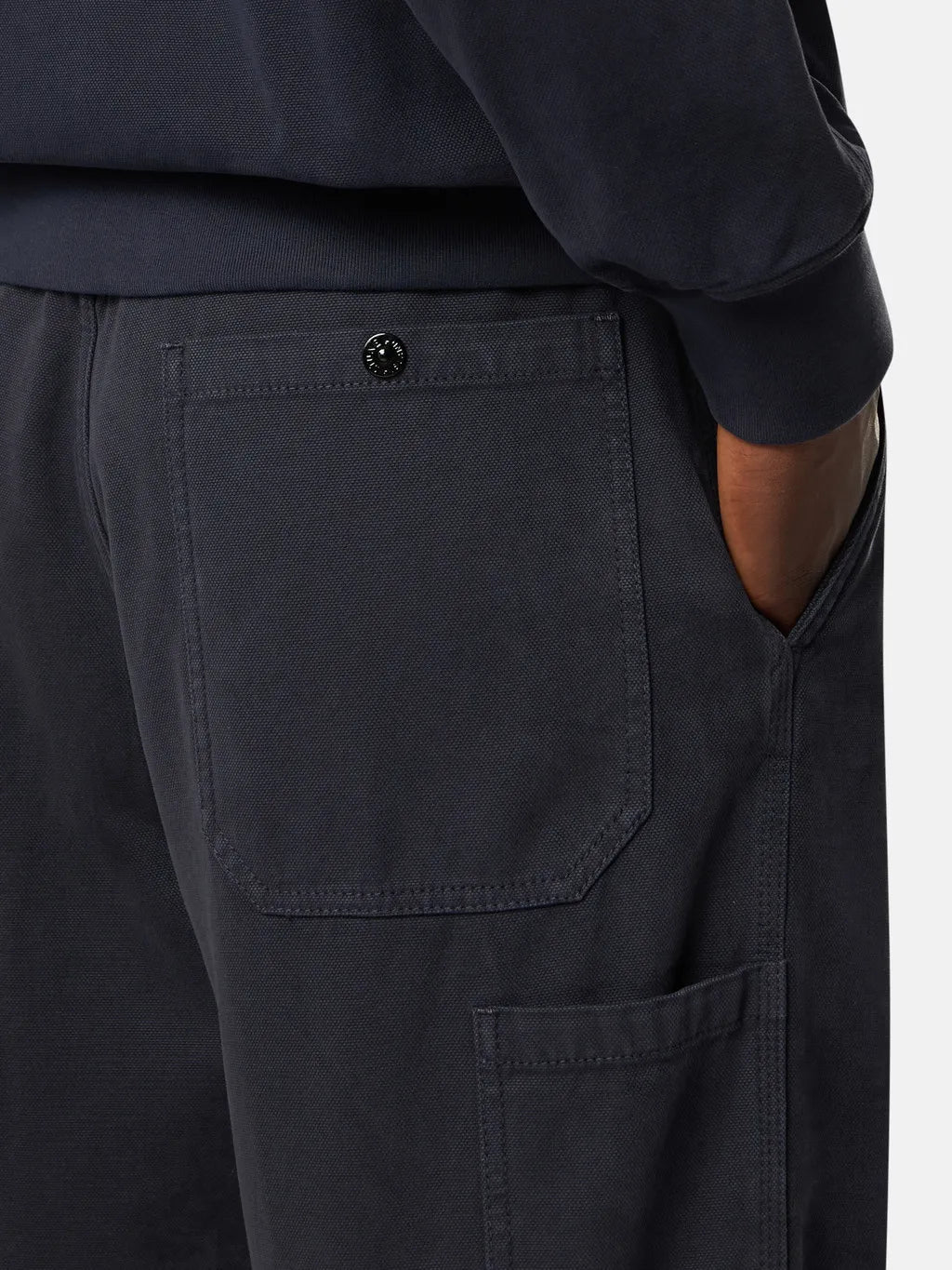 STONE ISLAND - Pantalon chino coupe ample à poches pressionnées NOIR