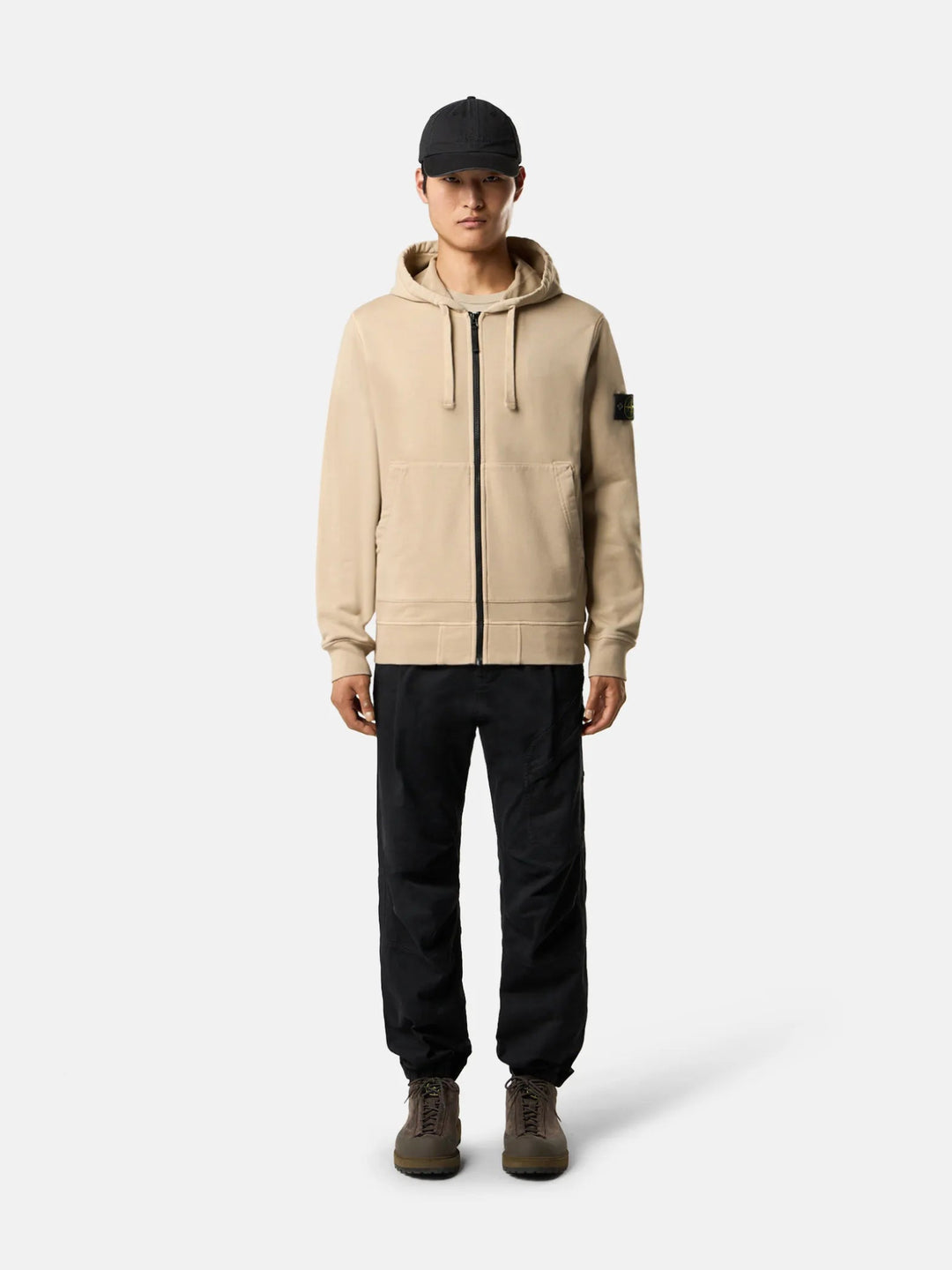 STONE ISLAND - Sweat zippé 6100061 ORGANIC COTTON FLEECE Désert