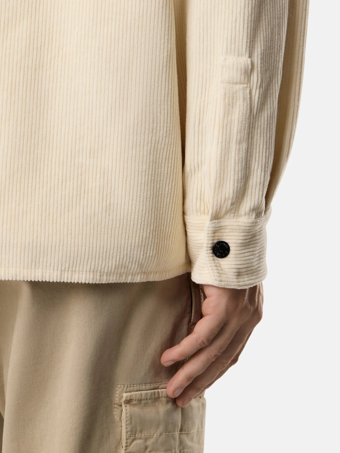 STONE ISLAND - Surchemise 1200012 Organic Cotton Corduroy 800 Ivoire