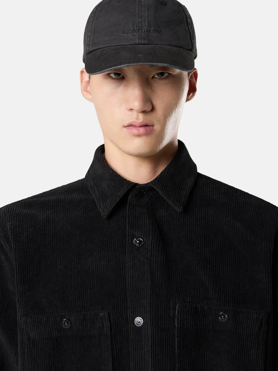 STONE ISLAND - Surchemise 1200012 ORGANIC COTTON CORDUROY 800 Noir