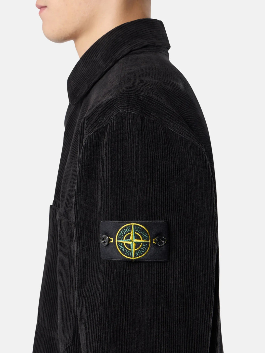 STONE ISLAND - Surchemise 1200012 ORGANIC COTTON CORDUROY 800 Noir