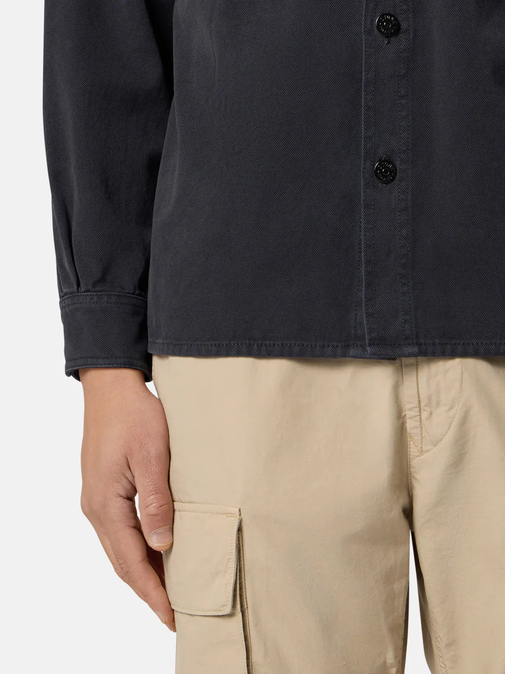 STONE ISLAND - Surchemise coupe confort à poches poitrine noir