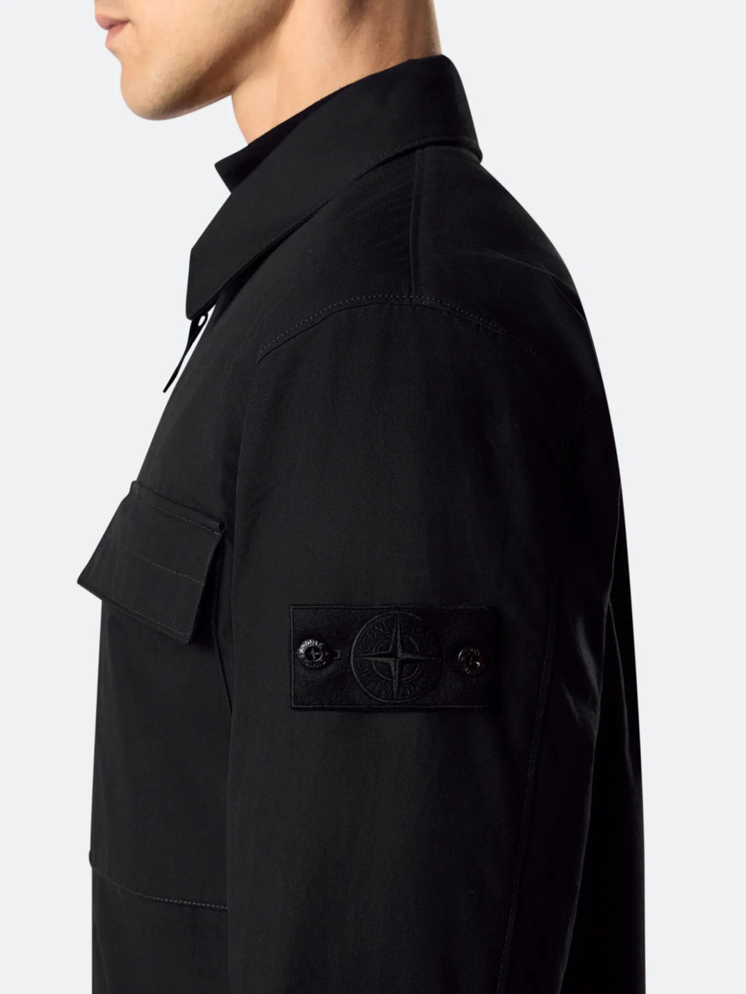 STONE ISLAND - Surchemise Weatherproof Cotton Canvas Ghost Bleu Marine