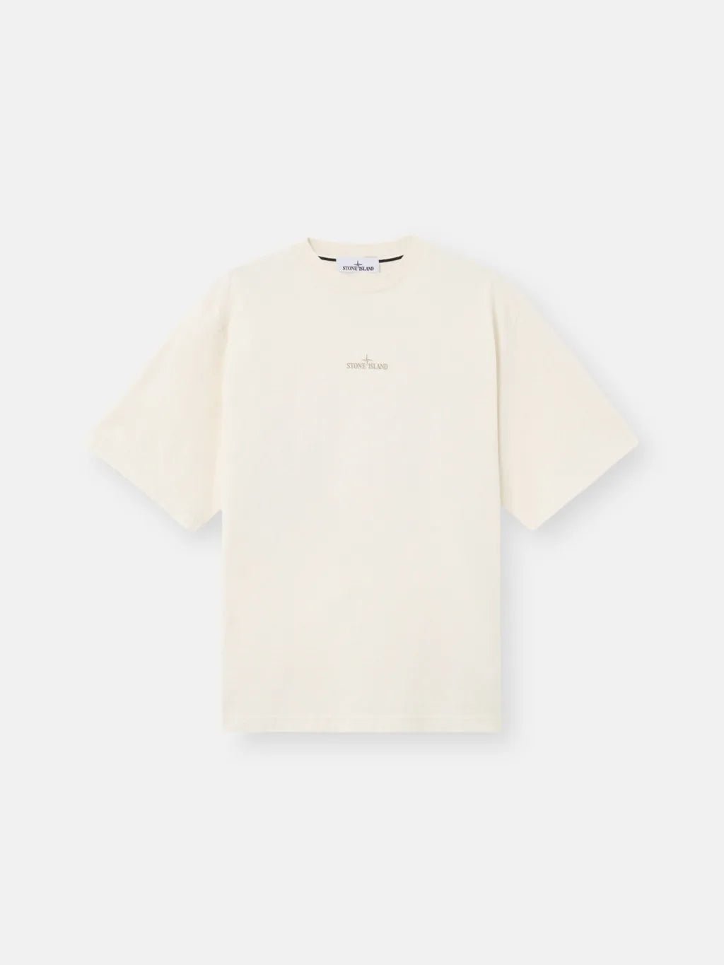 STONE ISLAND - T-shirt coupe regular à manches courtes avec imprimé « Bleeding Numbers Compass » ivoire