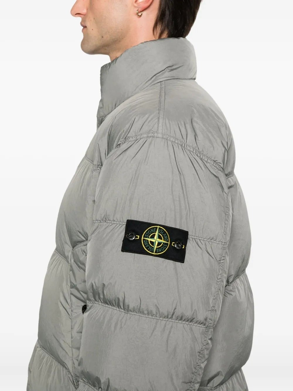 STONE ISLAND - Veste Matelassée à Col Montant Gris